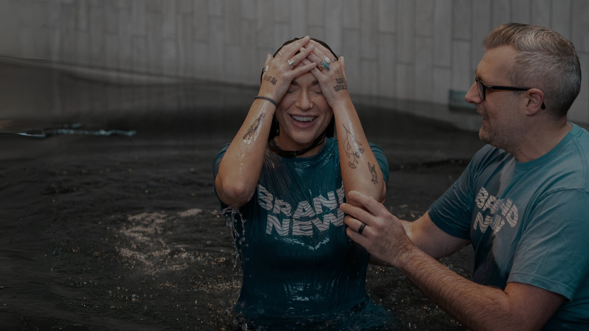 woman getting baptized