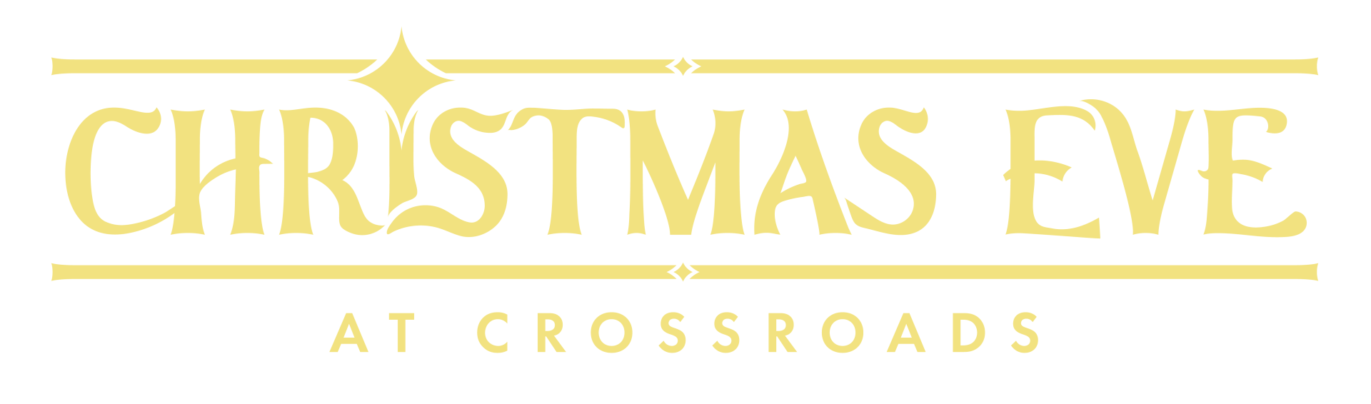 christmas eve at crossroads in golden stylized font