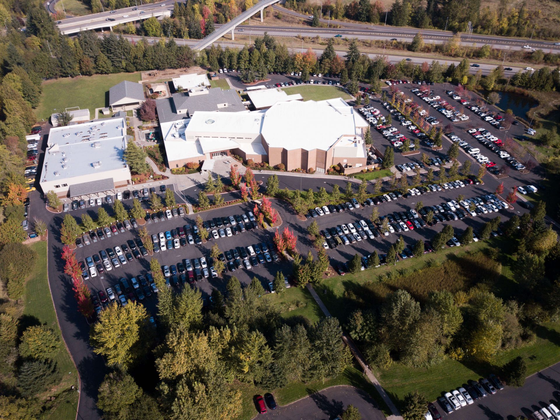 campus drone shot